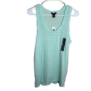 Gap Tank Top Women's Medium Blue Striped Round Neck Sleeveless Sheer NWT